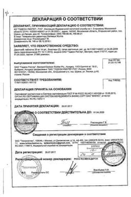 Сертификат Диротон 20 мг таблетки 28 шт