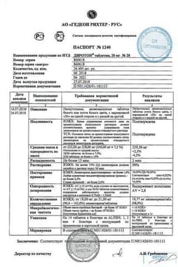 Сертификат Диротон 20 мг таблетки 28 шт