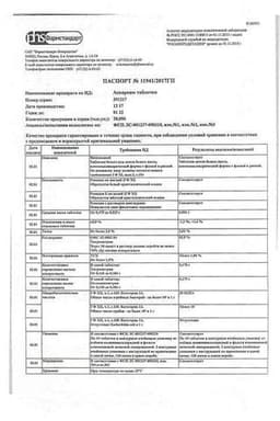 Сертификат Аспаркам 175 мг+175 мг таблетки 20 шт
