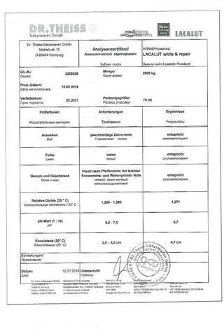 Сертификат Зубная паста Лакалют Бэйсик Черная Смородина-Имбирь 75 мл