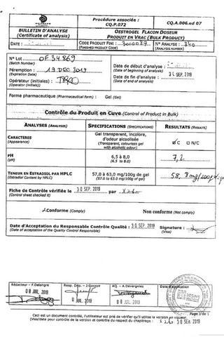 Сертификат Эстрожель гель 0,6 мг/ г 80 г флакон-помпа