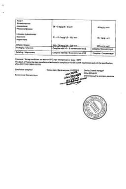 Сертификат Отипакс 10 мг/г+40 мг/г капли ушные 16 г