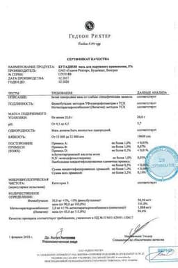 Сертификат Бутадион 5% мазь для наружного применения 20 г