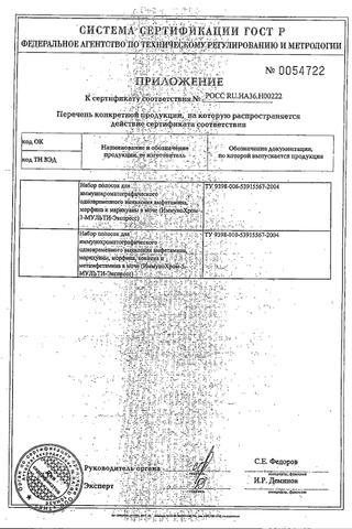 Сертификат Тест "ИммуноХром-5-МУЛЬТИ-Экспреcс" уп N1