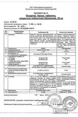 Сертификат Лозартан Канон