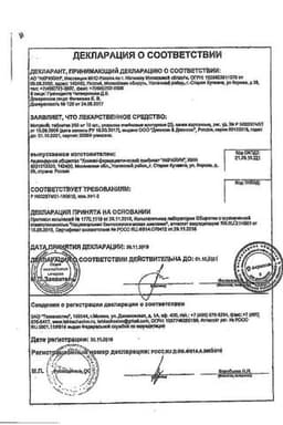 Сертификат Мотрин 250 мг таблетки 20 шт