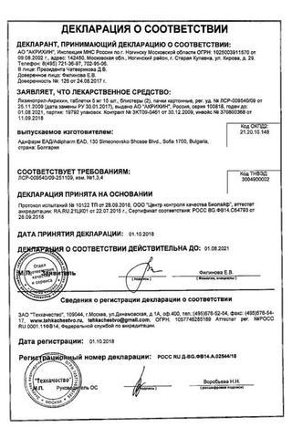 Сертификат Лизиноприл-Акрихин