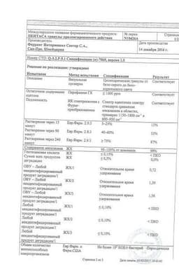 Сертификат Пентаса 2 г гранулы с пролонгированным высвобождением 60 шт