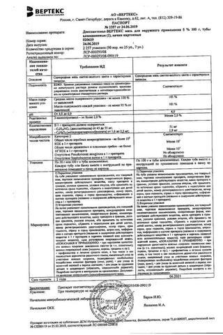 Сертификат Декспантенол-ВЕРТЕКС