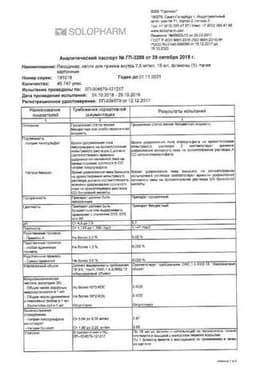Сертификат Пикодинар 7,5 мг/мл капли для приема внутрь 15 мл