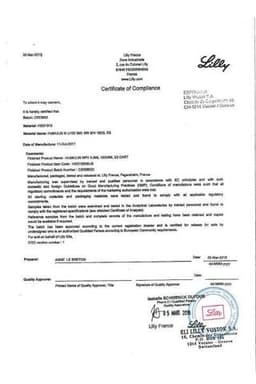 Сертификат Хумулин НПХ 100 МЕ/мл суспензия для инъекций картридж 3 мл 5 шт