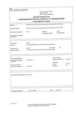 Сертификат Зомета 4 мг/5 мл концентрат для инфузий 5 мл