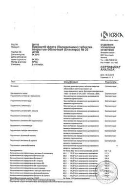 Сертификат Пиковит