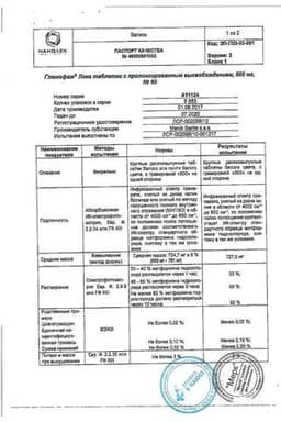 Сертификат Глюкофаж Лонг 500 мг таблетки с пролонгированным высвобождением 60 шт