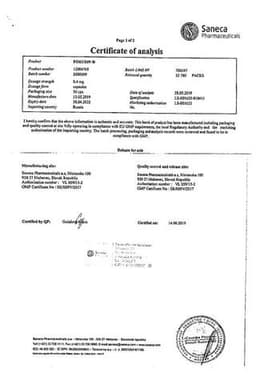 Сертификат Фокусин 0,4 мг капсулы с модифицированным высвобождением 30 шт