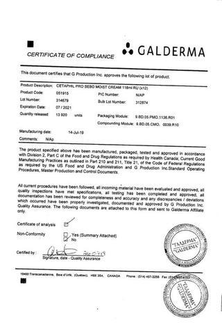 Сертификат Сетафил PRO Крем для лица себорегулирующий увлажняющий кожу 118 мл