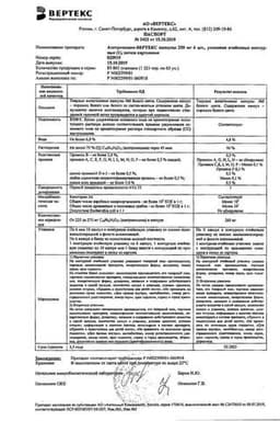 Сертификат Азитромицин-ВЕРТЕКС 250 мг капсулы 6 шт