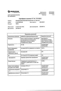 Сертификат Клиндацин 2% крем вагинальный 20 г