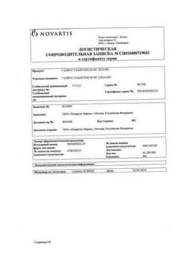 Сертификат Галвус 50 мг таблетки 28 шт