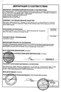 Сертификат Верошпирон 25 мг таблетки 20 шт