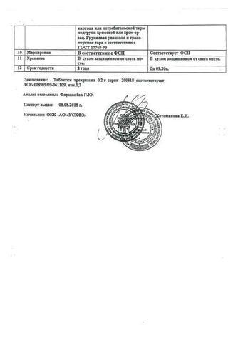 Сертификат Трекрезан таблетки 200 мг 10 шт