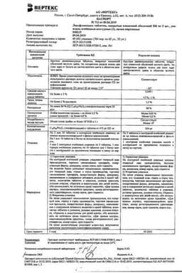 Сертификат Левофлоксацин-ВЕРТЕКС 500 мг таблетки 5 шт