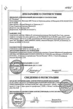 Сертификат Цефекон Д 250 мг суппозитории ректальные для детей 10 шт