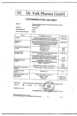 Сертификат Салофальк 500 мг таблетки 50 шт