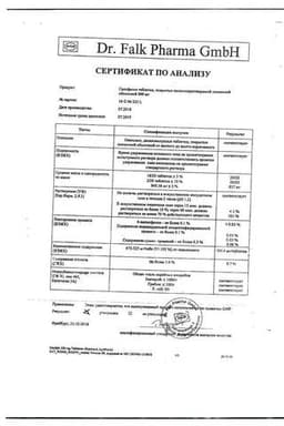 Сертификат Салофальк 500 мг таблетки 50 шт