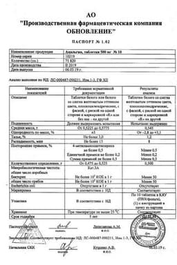 Сертификат Анальгин