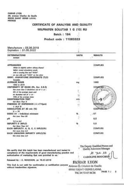 Сертификат Вильпрафен Солютаб 1000 мг таблетки диспергируемые 10 шт