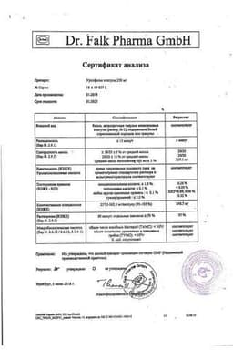 Сертификат Урсофальк 250 мг капсулы 50 шт