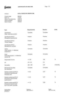 Сертификат Фотил Форте 40 мг/мл+5 мг/мл капли глазные 5 мл