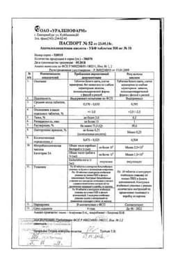 Сертификат Ацетилсалициловая кислота