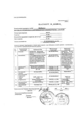 Сертификат Дибазол 10 мг/мл раствор для инъекций 1 мл 10 шт