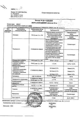 Сертификат Веро-амлодипин 10 мг таблетки 30 шт