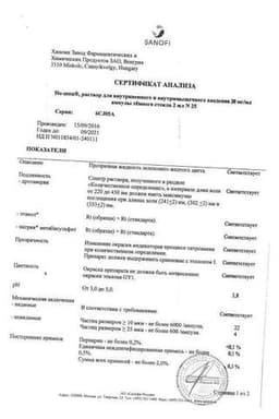Сертификат Но-шпа 20 мг/мл раствор для инъекций 2 мл 25 шт