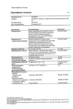 Сертификат Купренил 250 мг таблетки 100 шт