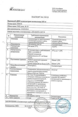 Сертификат Цервикон-Дим 100 мг суппозитории вагинальные 25 шт