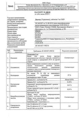 Сертификат Диувер 5 мг таблетки 20 шт