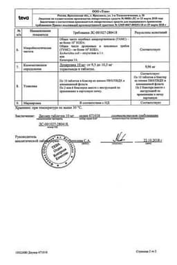 Сертификат Диувер 10 мг таблетки 20 шт