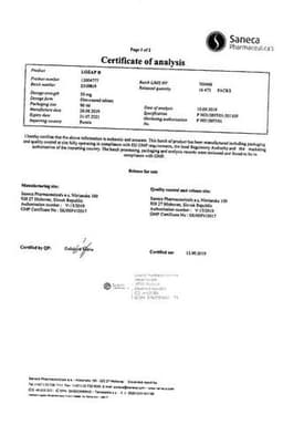Сертификат Лозап 50 мг таблетки 90 шт