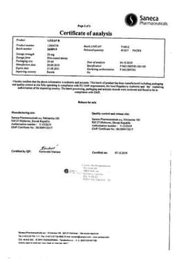 Сертификат Лозап 50 мг таблетки 30 шт