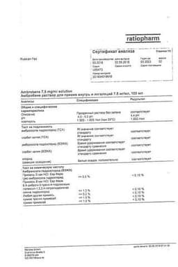 Сертификат Амбробене 15 мг/2 мл раствор для инъекций 2 мл 5 шт