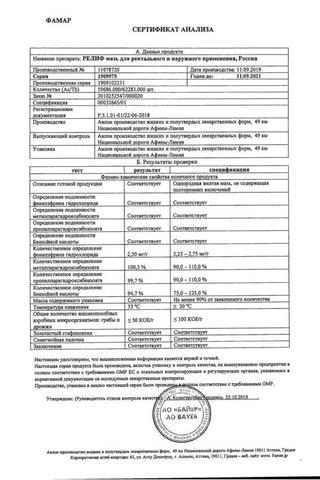 Сертификат Релиф мазь ректальная 28,4 г 1 шт
