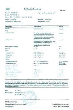 Сертификат Санорин 0,1% капли назальные 10 мл