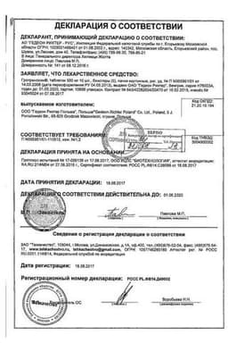 Сертификат Гроприносин 500 мг таблетки 50 шт