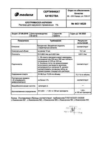Сертификат Клотримазол-Акрихин