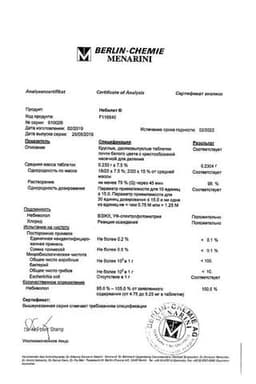 Сертификат Небилет 5 мг таблетки 28 шт