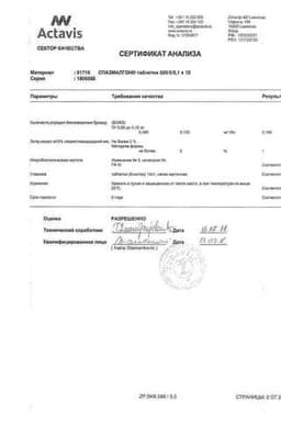 Сертификат Спазмалгон